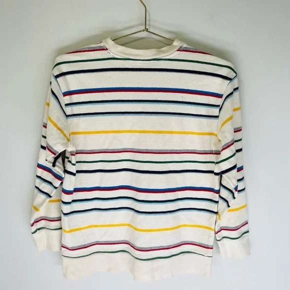 GAP Kids Boy M 8 White striped 100% cotton Pullover sweater - Picture 5 of 5